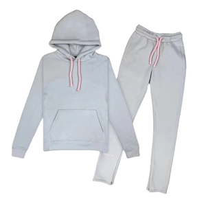Chándal unisex de streetwear con capucha, manga larga, estampado de pedrería, color liso, cordón frontal, ajuste holgado, informal de verano, de tela gruesa. - Product Image 2