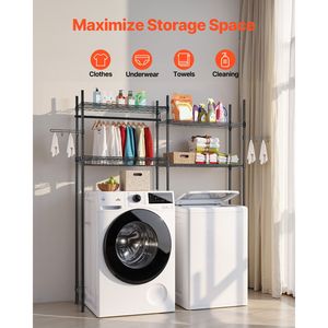 "4-Tier <b>Cloth</b> Laundry Room Drying <b>Rack</b> with Adjustable Hooks for Washers" - Product Image 2