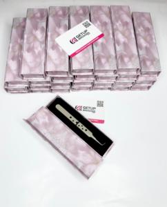 GETUP BROSONS Stainless Steel Eyelash Tweezers Precision Tool <b>Box</b> Packaging Smooth Tip Custom Logo - Product Image 3