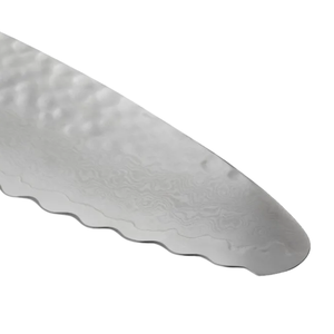 Cuchillo multiusos serrado de 6 pulgadas con hoja de acero inoxidable martillado y mango de madera, rebanador de cocina para cortar pan, frutas y verduras - Product Image 2