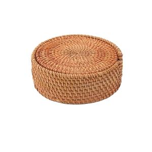 Posavasos tejido de ratán hecho a mano, posavasos de mimbre redondo, posavasos de hierba marina Natural, manteles decorativos para boda, mesa de mimbre de hierba marina - Product Image 1