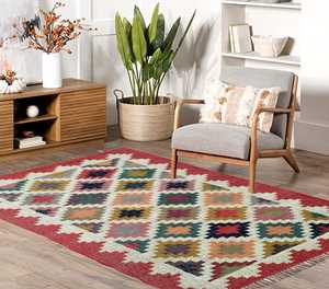 Tapis de sol douillet et lavable, tapis kilim en jute et laine faits à la main sur mesure pour salon, chambre et bureau - Product Image 1