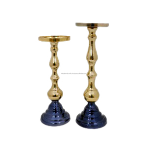 Golden and Blue Decorative Metal <b>Silver</b> Set of 2 Pcs Candelabra Available for Home Decorative Wedding and Party Decoration - Product Image 2
