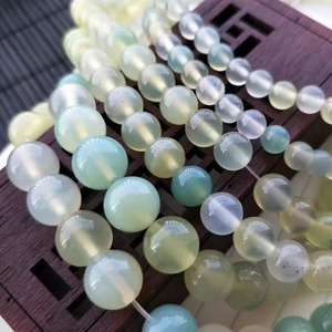 Perles en vrac d'agate verte naturelle, perles rondes d'agate pomme, accessoires perlés faits à la main pour la fabrication DIY - Product Image 2