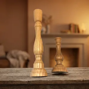 Elegante Portavelas Redondo de Madera, Candelabro Decorativo de Madera, Portavelas Rústico Vintage para Mesa - Product Image 5
