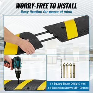 Rampa per cavi in gomma resistente da 72FT, a doppio canale, giallo brillante, riflettente, per carichi fino a 22.000 libbre - Product Image 4