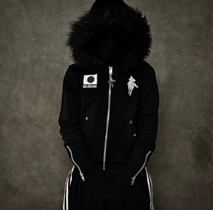 Sweat à capuche en molleton noir pour homme, logo brodé, style streetwear, vêtement d'hiver, coupe ample, manches classiques, 100% molleton - Product Image 5