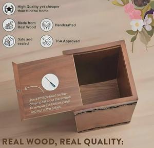 Solid Wood Cremation Urn <b>Box</b> Walnut Finish Funeral <b>Memorial</b> <b>Keepsake</b> for Ashes Adult Human Ashes Storage - Product Image 6