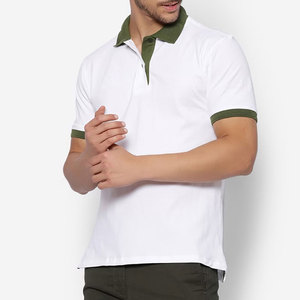Men's Premium Breathable Knitted Streetwear <b>POLO</b> Shirt Ice <b>White</b> Contrast Olive Green Collar Cuffs Urban Lifestyle Casual 2027 - Product Image 5
