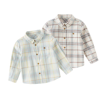 T-shirt pour enfants en coton biologique, chemise à manches longues boutonnée pour enfants, chemise à carreaux personnalisée pour enfants, vêtements écologiques pour enfants