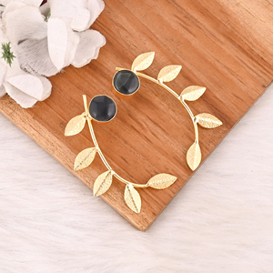 Elegant <b>Gold</b> Plated Ink Blue Hydro Gemstone Brass <b>Earring</b> Handmade Fashion Jewelry for Women Gift - Product Image 4