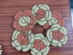 Beaded <b>Coaster</b> Multicolor Glass-Bead Handmade Luxury Customizable 10mm Thick <b>Drink</b> <b>Coasters</b> Boho Table Decor Dining Gifting - Product Image 3