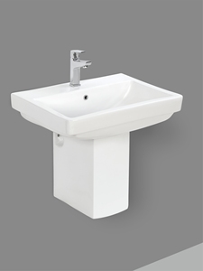 Lavabo Cuadrado de Cerámica para Colgar en la Pared, Moderno, con Pedestal Medio, ExoticaWash, Lavabos Compactos Flotantes para Baño, Lavabo de Calidad Premium - Product Image 3