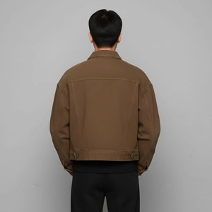 Men's Brown Denim Jacket 100% Cotton Regular Fit Solid Color Casual Style Button Closure Autumn Wear - Product Image 2