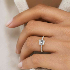 Anillo de compromiso con diamante talla Asscher para mujer, oro amarillo, diamante cultivado en laboratorio, estilo de lujo, certificado IGI - Product Image 3