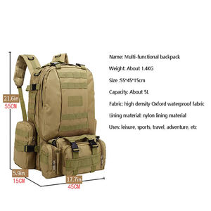 Sacs tactiques multifonctionnels personnalisés, sac à dos de randonnée tactique imperméable sur mesure pour les sports de plein air et les voyages - Product Image 6