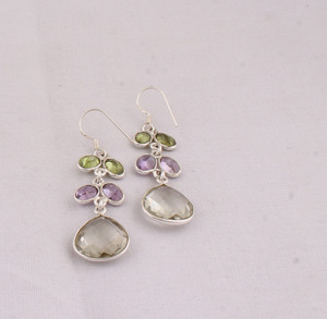 925 Sterling <b>Silver</b> Multi-Gemstone <b>Earrings</b> Handmade Mixed Natural Stone Jewelry Colorful <b>Dangle</b> Drop <b>Earrings</b> Wholesale - Product Image 2
