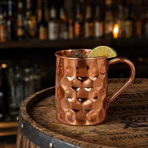 Vente en gros Craftsy Home Mug Moscow Mule en cuivre massif martelé moderne avec poignée, durable, grande capacité, pour bar et boissons - Product Image 4