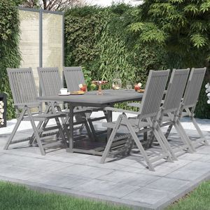 Juego de Comedor Extensible Estándar de Madera de Acacia Sólida Gris para Jardín - Product Image 1