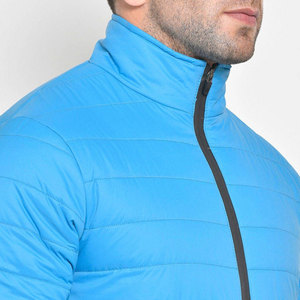 Chaqueta Acolchada Azul para Hombre, Cuello Alto, Cierre de Cremallera, Cortavientos, Abrigo Casual de Invierno, Relleno de Poliéster, Corte Regular - Product Image 6