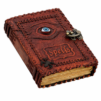 Carnet de notes vintage A5 en cuir à couverture rigide, à feuilles mobiles, Hocus Pocus Grimoire, 80 feuilles, écologique, personnalisable
