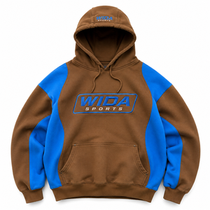 WIDA SPORTS Sweat-shirt à capuche pour homme, marron et bleu, à blocs de couleur, manches raglan, en polaire, décontracté, pull d'automne - Product Image 1
