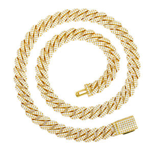 Lab Grown Emerald Cut 14K Solid Gold Geometric Hiphop Chain Link <b>Bracelet</b> Unisex Wedding Party Everyday Wear Gift Claw Setting - Product Image 2