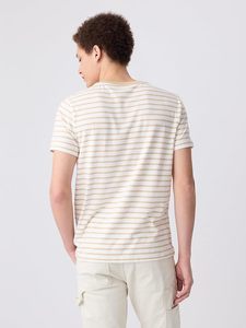 Camiseta de Manga Corta con Cuello Redondo y Rayas para Hombre, 100% Algodón, Corte Regular, Informal, Tejido Transpirable, Top de Verano - Product Image 2