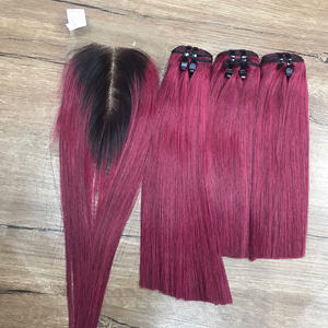 Vente en gros d'extensions de cheveux vietnamiennes droites en os de vin ombré de haute qualité 100% à double extrémité dessinée pour le tissage - Product Image 4