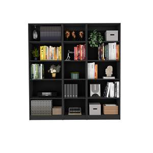 Set da soggiorno 3 pezzi nero con 3 librerie per l'arredamento della casa - Product Image 2