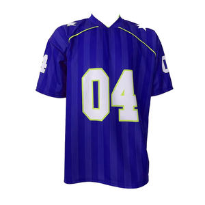 Men Blue Striped Number Print Football Jersey V Neck Short Sleeve Oversized <b>Soccer</b> Shirt Custom Wholesale Streetwear T Shirt - Product Image 4