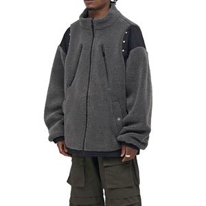 Ventes en gros de vestes bomber en sherpa Y2K High Street pour hommes, automne-hiver, coupe ample, grande taille, style hip-hop, lettreman, enduit, écologique - Product Image 2