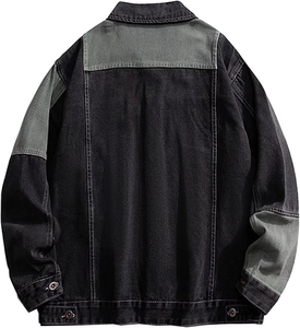 เสื้อแจ็คเก็ตยีนส์ผ้าแคนวาสสีดำคุณภาพดีสำหรับผู้ชายจาก MKB Enterprises สไตล์วินเทจ สตรีทแวร์ แขนยาว คอตั้ง มีกระเป๋าหน้า แบบ 3 มิติ - Product Image 6