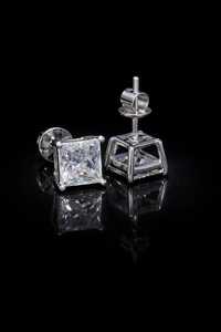 Manufacturer 7mm Princess Cut VVS Lab Grown Diamond Men Stud <b>Earrings</b> D Color 14k 18k Solid Gold Push Screw <b>Back</b> Wholesale Price - Product Image 4