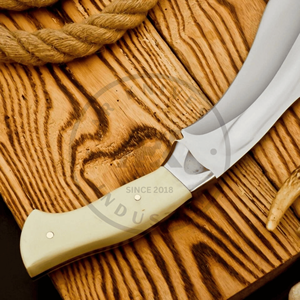 Cuchillo Bowie Clásico de Hoja Fija de Acero Inoxidable con Punta Clip, Mango Ergonómico de Hueso de Camello, Cuchillo para Caza y Camping al Aire Libre OEM - Product Image 5