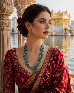 Collar de ganchillo multicapa con cuentas para mujer, joyería étnica para bodas, estilo hindú, collares llamativos con cuentas de colores a precios de mayoreo - Product Image 1