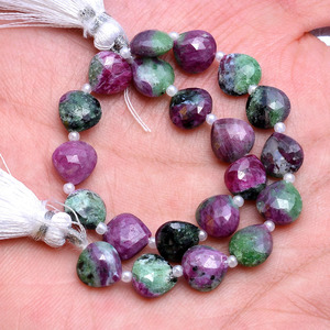 Cuentas facetadas de zoisita AAA+ de 8 mm en forma de corazón, cuentas sueltas de zoisita rubí natural rara, piedras semipreciosas para la fabricación de joyas. - Product Image 4