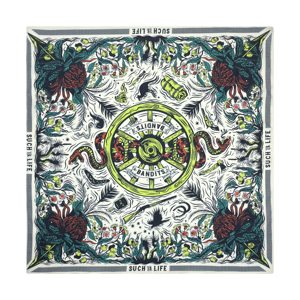 Pañuelos Bandana Étnicos Personalizados al por Mayor en Stock con Patrón de Puntos, de Algodón, Seda y Poliéster Negro con Logotipo Impreso, Pañuelos Baratos - Product Image 1