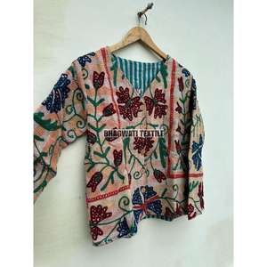 Abrigo de invierno de algodón Unisex hecho a mano, chaqueta de fiesta con borde crudo de punto transpirable, Suzani, bordado a mano, tejido para mujer - Product Image 2