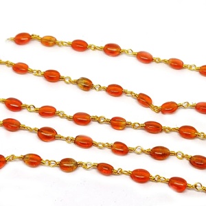 Cadena de Rosario de Cornalina Natural Hidrochapada de 5MM 6MM, Cadena de Piedras Preciosas Chapada en Oro, Venta al por Mayor, Cadena para Fabricación de Joyas y Manualidades - Product Image 5