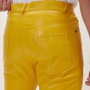 Pantalon en cuir pour homme, design décontracté, coupe ajustée, léger, taille mi-haute, durable, pantalon tendance pour le quotidien et l'exportation - Product Image 6