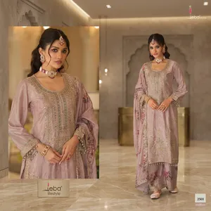Heavy Chinon Embroidered Viscose Palazzo <b>Suit</b> Set for <b>Women</b> Wrinkle Free Quick Dry Designer Party <b>Wedding</b> Wear Readymade Salwar - Product Image 1