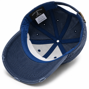 Casquette de baseball vintage bleu marine délavée de qualité supérieure avec logo ancre brodé en 3D, casquette en coton vieilli style Dad Hat - Product Image 6