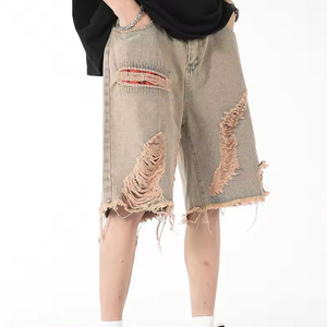 Shorts en jean pour homme de qualité supérieure avec strass, shorts en jean personnalisés avec shorts en toile de haute qualité, taille mi-haute, élastiques et respirants - Product Image 3