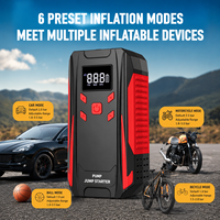 Démarreur multifonction avec compresseur d'air, booster de batterie de voiture portable et gonfleur de pneus, alimentation de secours 12V