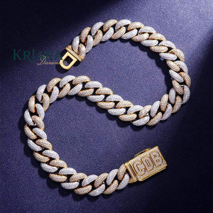 S925 Men's 18K Gold Plated Luxury Link <b>Chain</b> Necklace Round Lab Grown Diamond Hiphop Statement Jewelry for Anniversary - Product Image 4