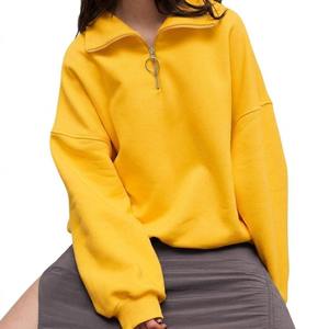 Women's Light Pink Quarter Zip Mock Neck Oversized Sweatshirt <b>Drop</b> Shoulder Long Sleeve Casual Fleece Pullover Loose Fit Soft - Product Image 2