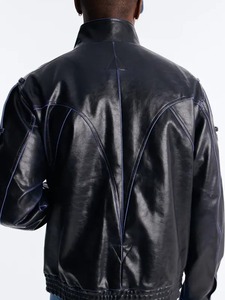 Chaqueta de Cuero Genuino Negra, Ecológica y Resistente al Viento, Estilo Urbano, Nick Jonas 2026 - Product Image 3