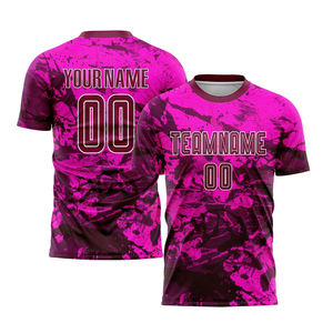 ชุดเสื้อฟุตบอลแบบยูนิเซ็กซ์สีกรมท่าลายแดงพิมพ์ลาย 3 มิติแบบรีดร้อน ระบายอากาศได้ดี ซับเหงื่อ 100% โพลีเอสเตอร์ คอวี - Product Image 3