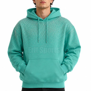 Professional Manufacture Solid Color Men's <b>Rhinestone</b> Hoodies 100% Cotton Winter Custom Design Breathable Soft <b>Fabric</b> - Product Image 5